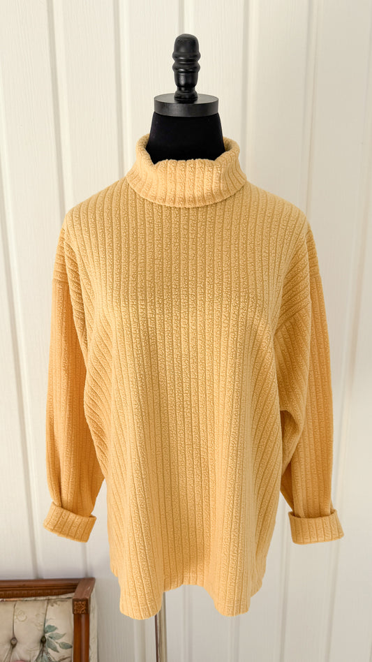 Chandail côtelé jaune col roulé- medium