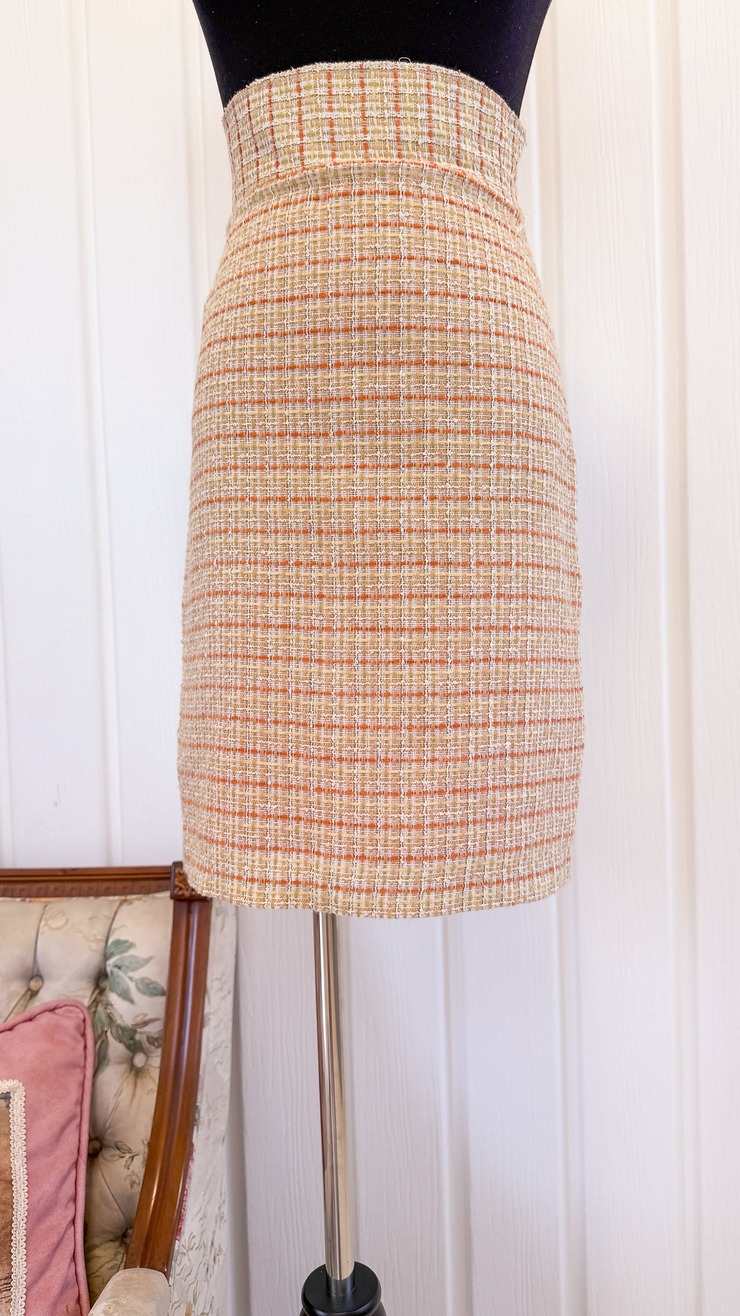 Jupe en tricot beige carreauté- medium