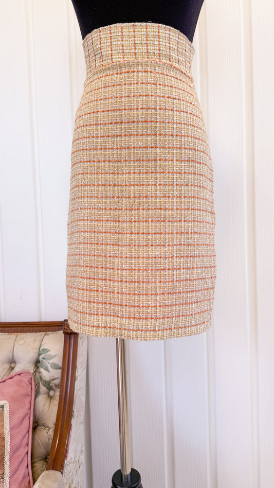 Jupe en tricot beige carreauté- medium
