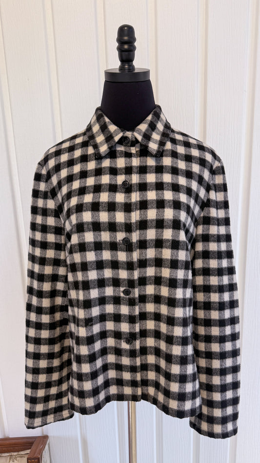 Veste en lainage carreauté noir et blanc- medium