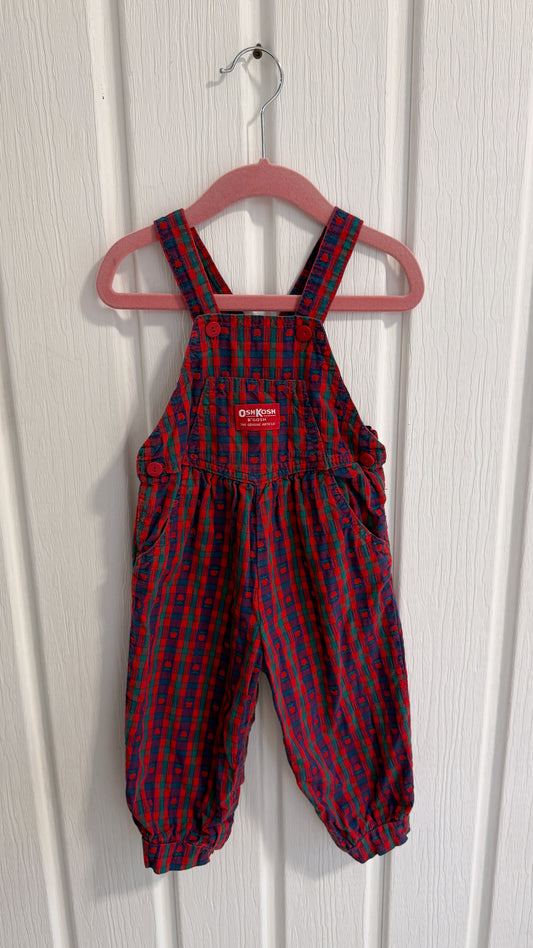 Enfants- salopette carreauté/pommes Oshkosh- 24mois