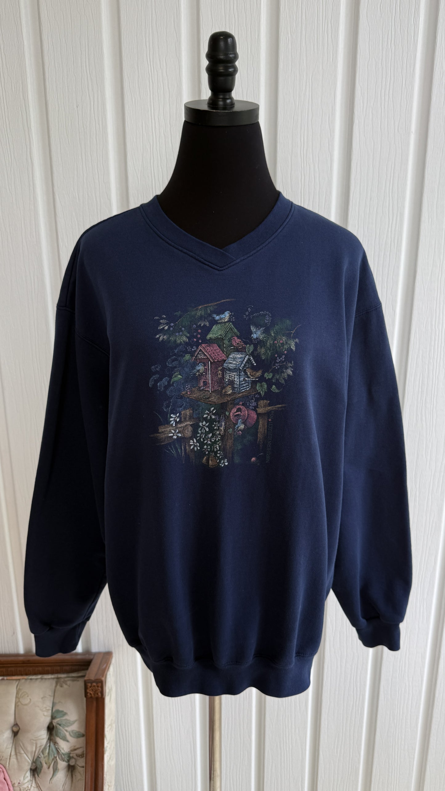 Chandail crewneck marine fleuris- medium