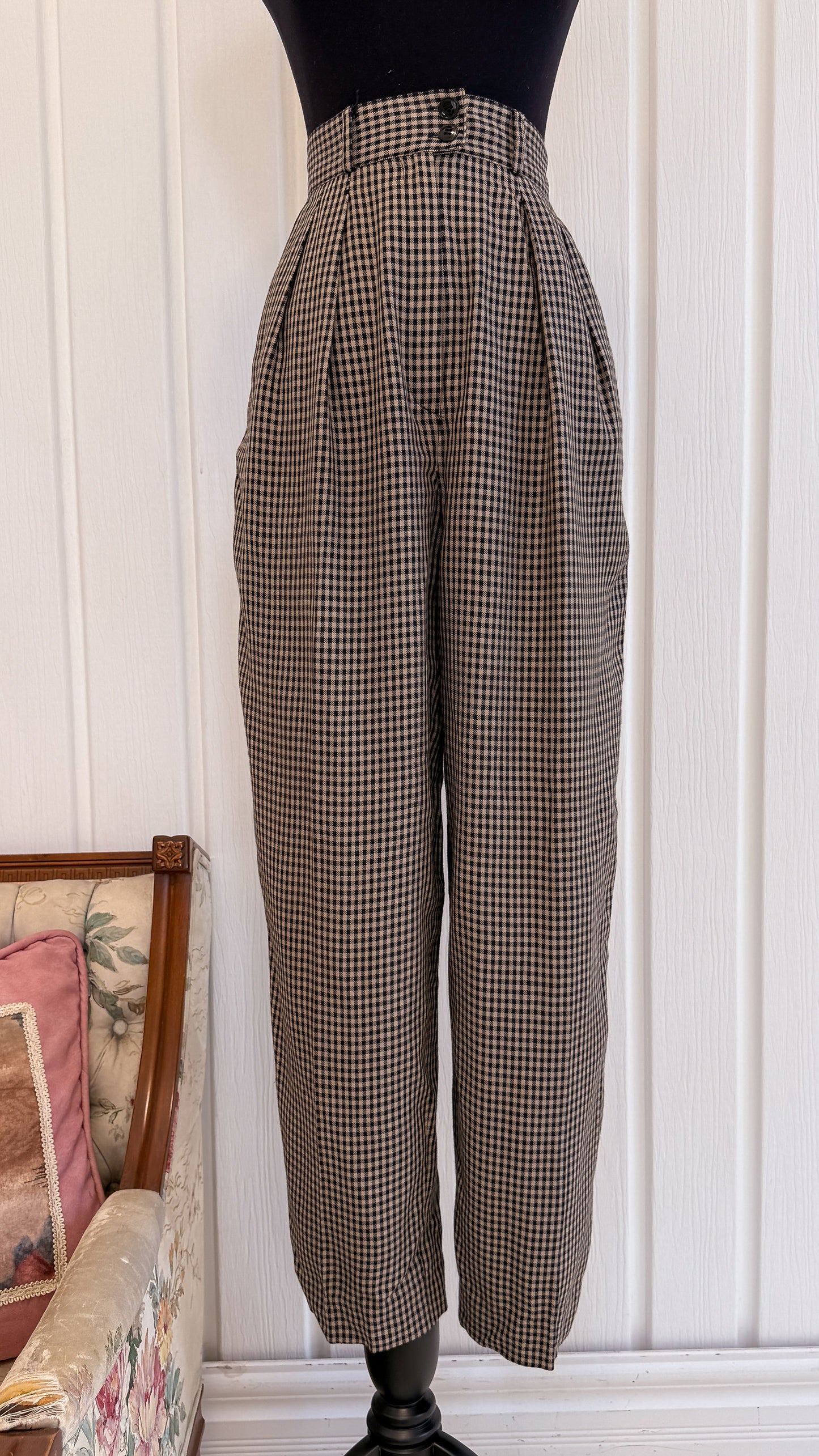Pantalons carreauté beige et noir- small