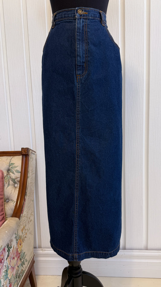 Dark straight denim skirt - wide