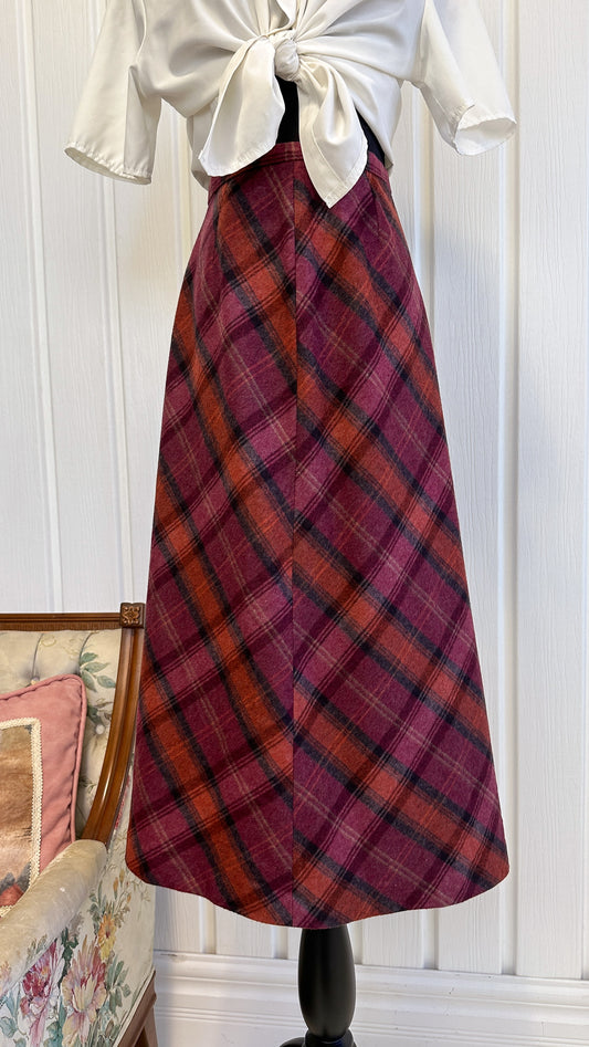 Pink plaid wool skirt - x-small