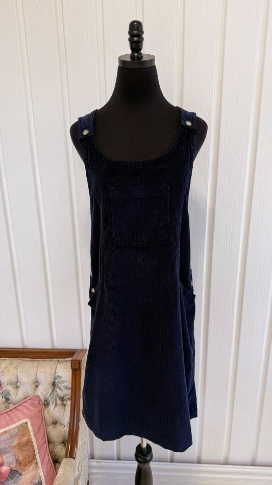 Robe salopette marine en corduroy- large