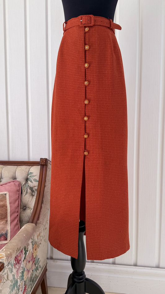 Jupe orange carreauté à ceinture - medium