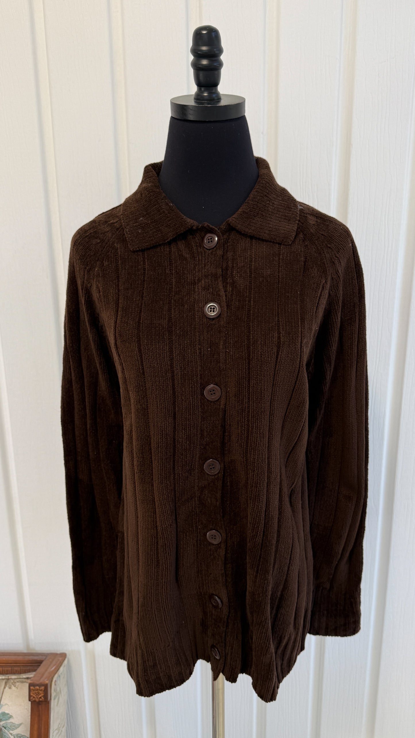 Cardigan tricot velours brun- small
