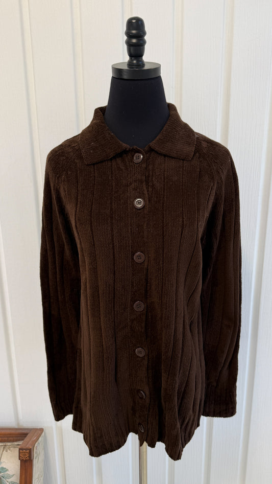 Cardigan tricot velours brun- small