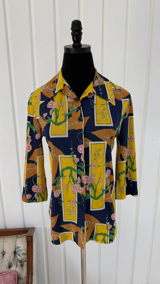 Floral 70s blouse - small
