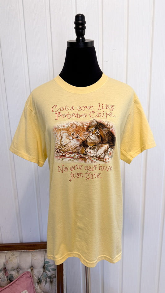 T-shirt jaune chats- small