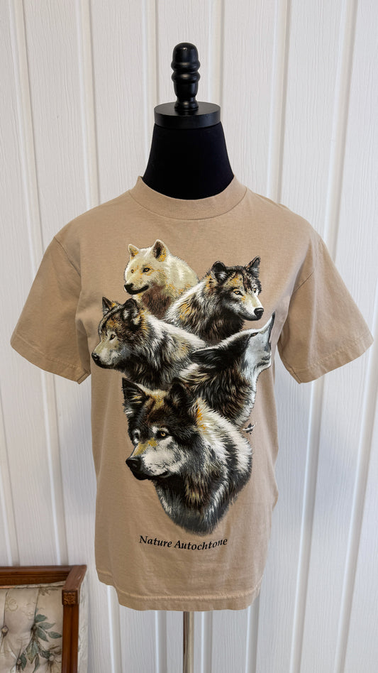 T-shirt beige loups- small