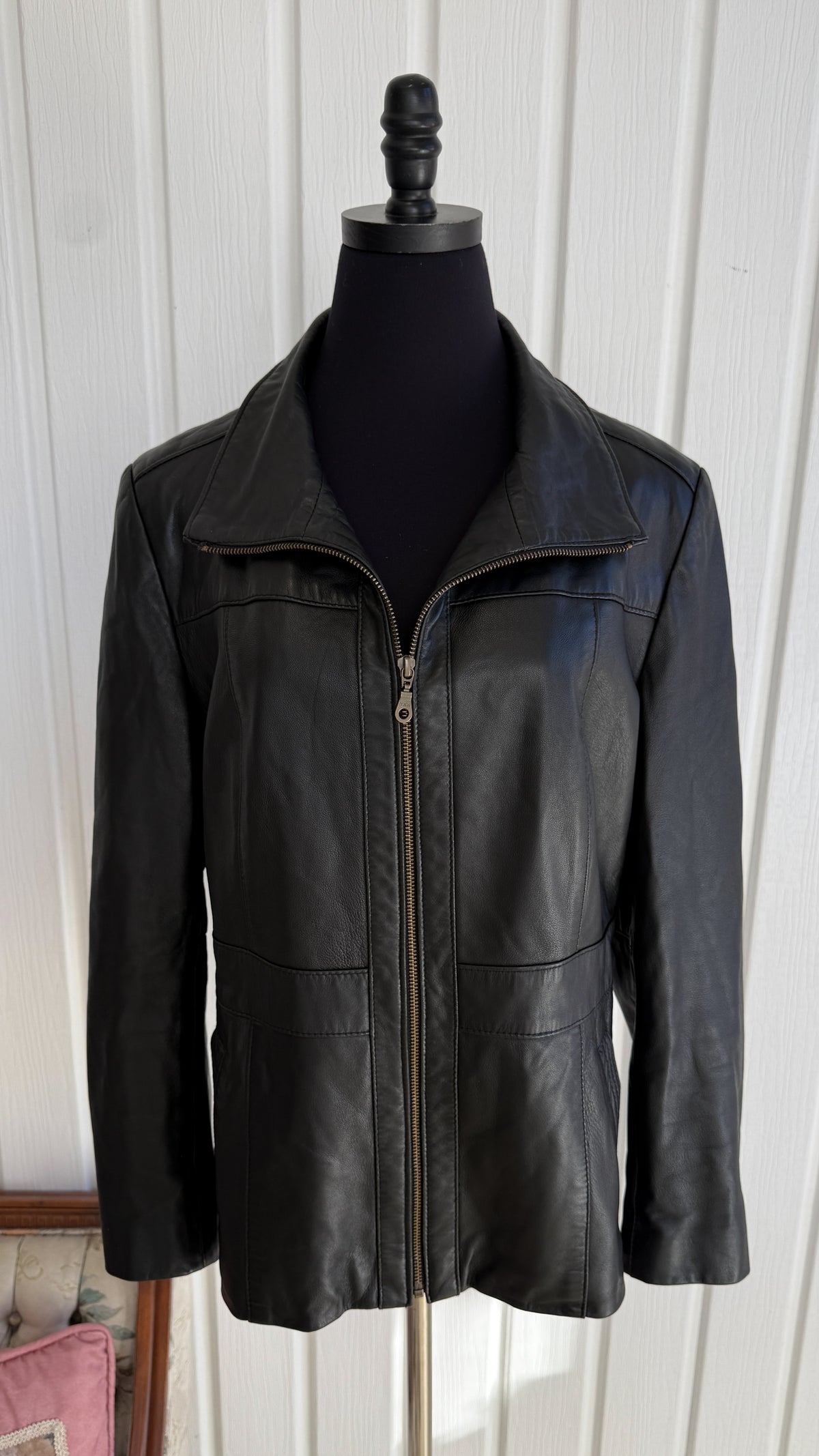 Manteau en cuir noir - large