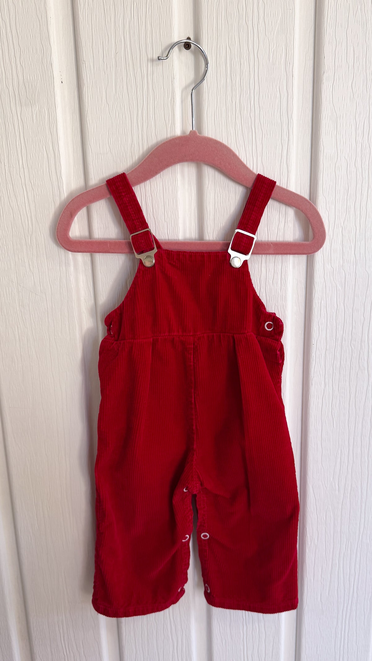 Enfants- salopette en corduroy rouge - 12m