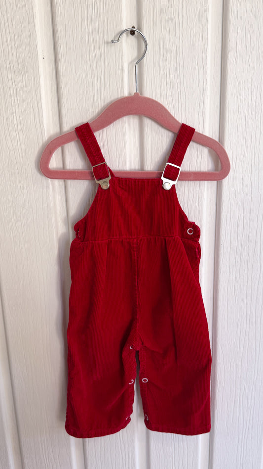 Enfants- salopette en corduroy rouge - 12m