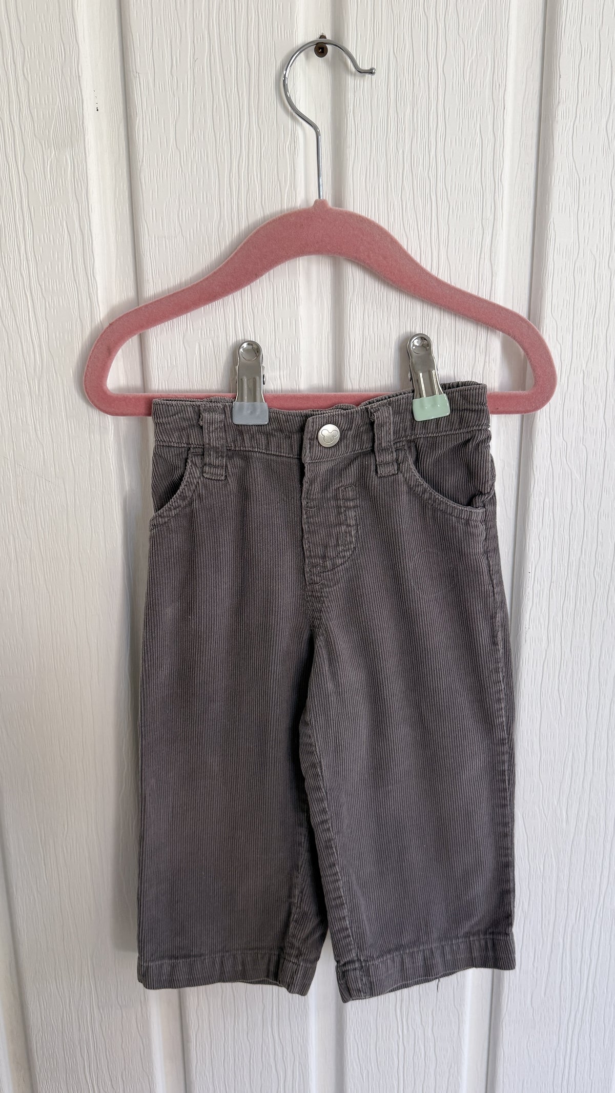 Enfants- pantalons corduroy gris - 12/18m