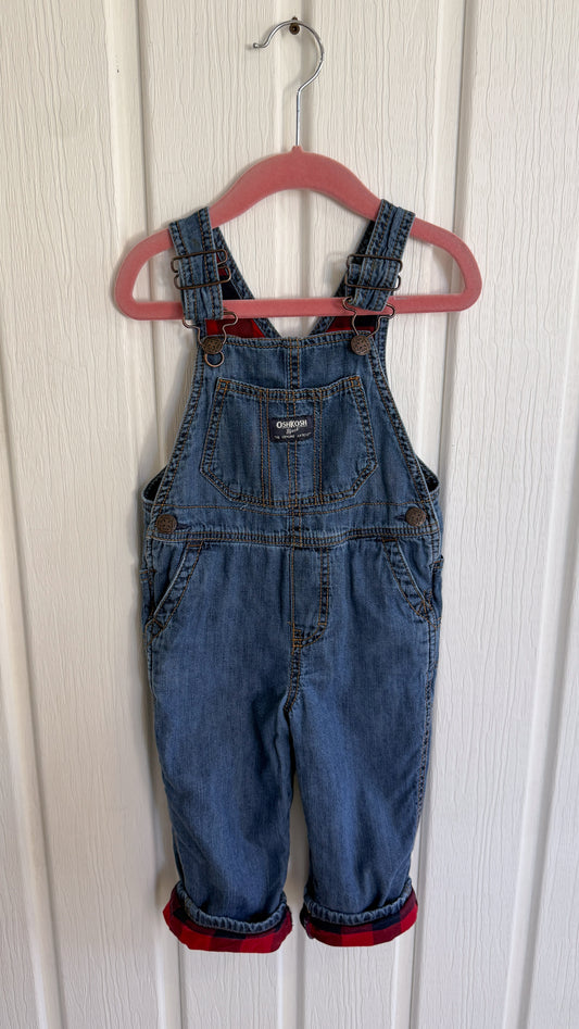 Enfants- salopette en jeans Oshkosh ourlets carreautés- 2T