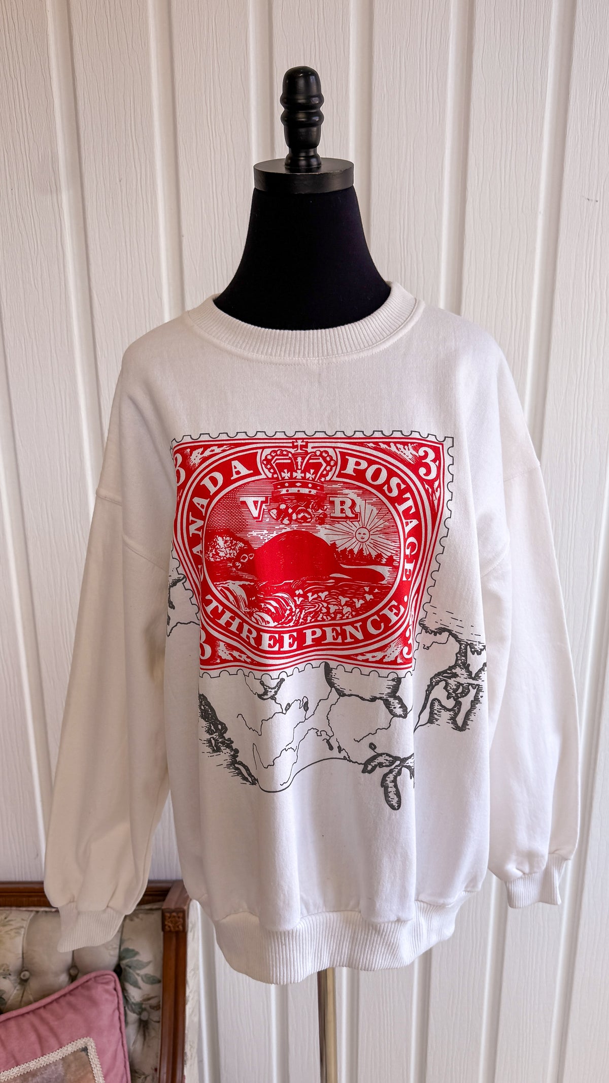 Chandail crewneck blanc Canada Postage - x-large