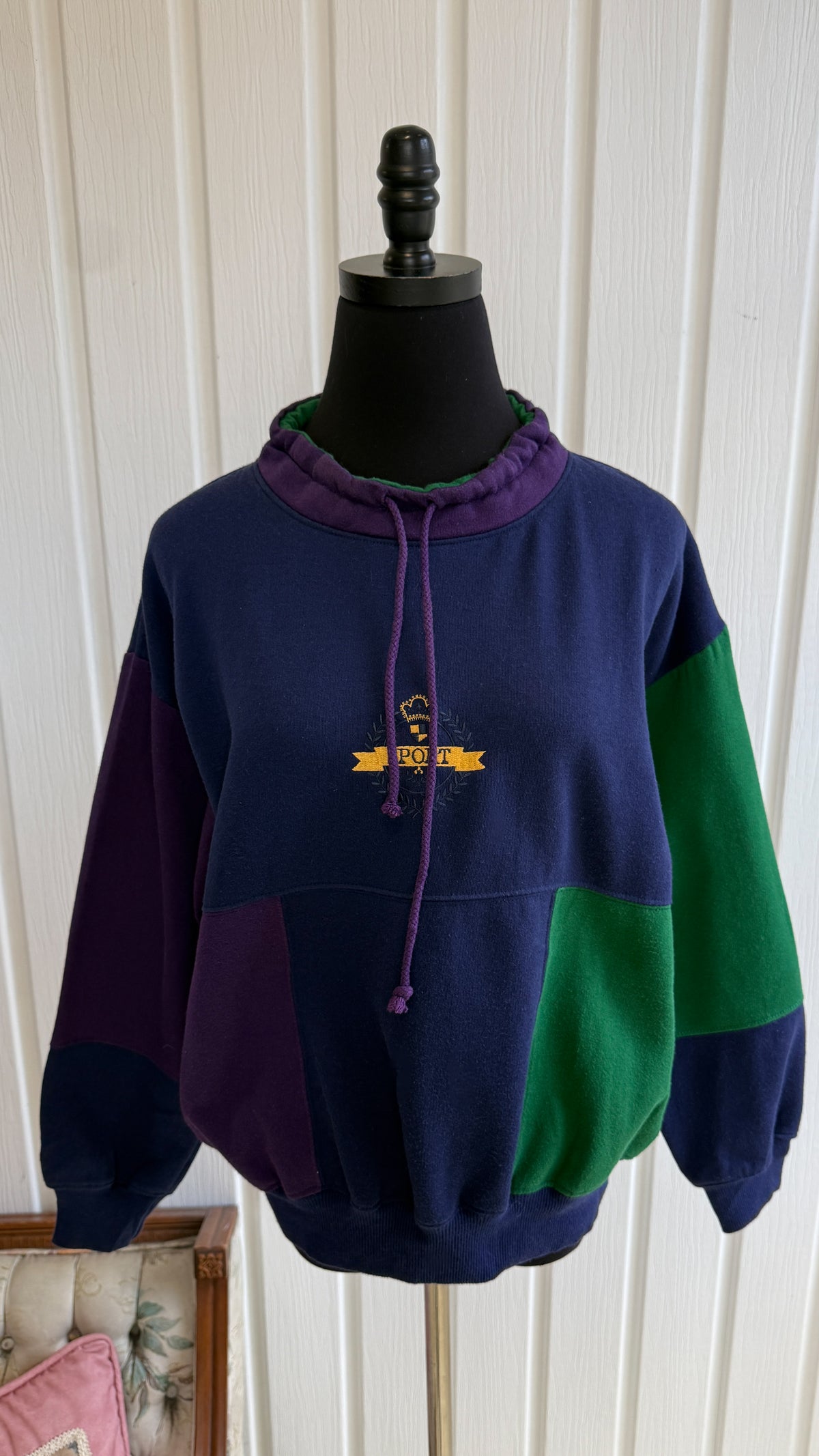 Chandail coton ouaté colorblock- medium