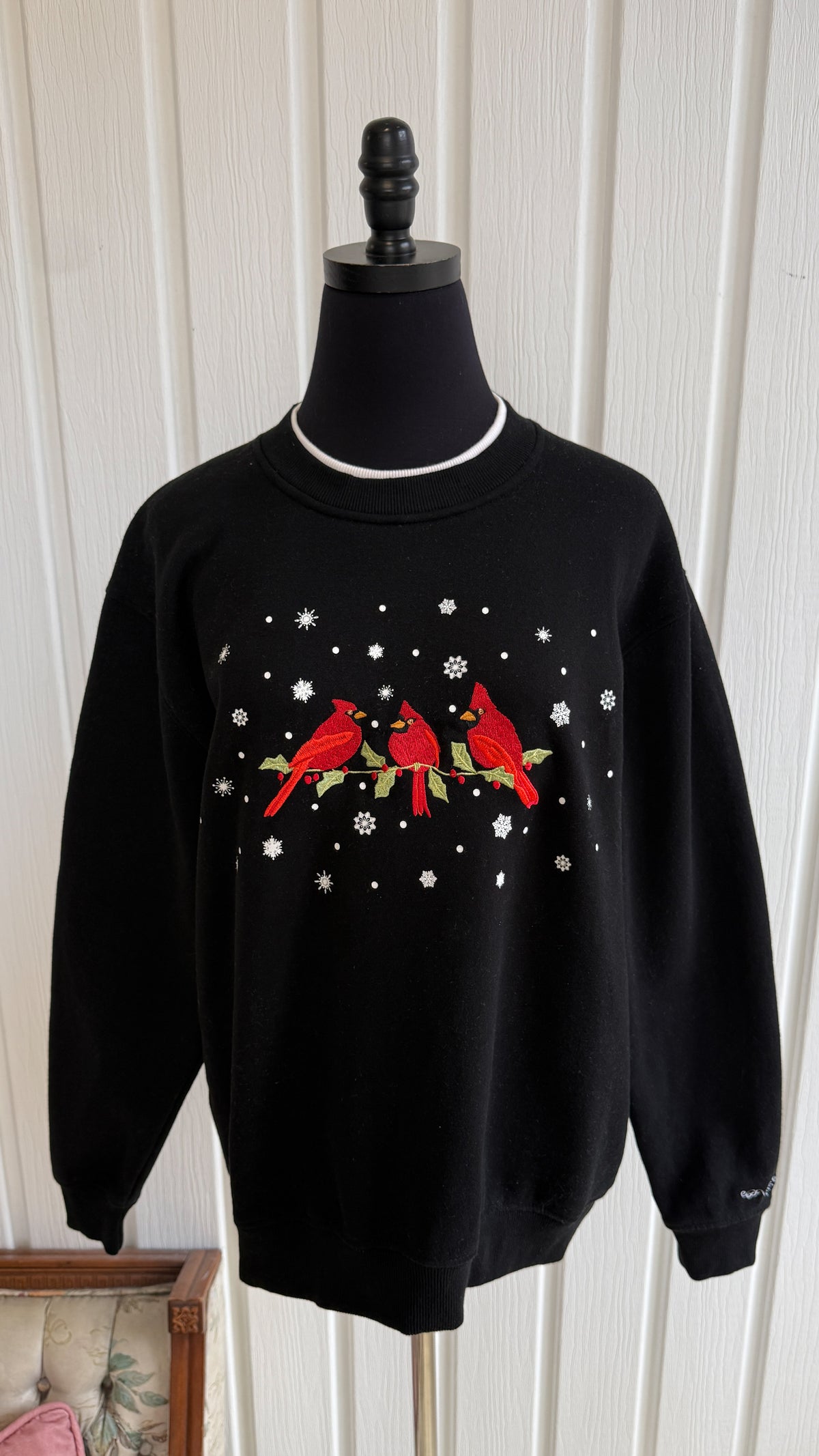 Chandail crewneck noir cardinaux- large
