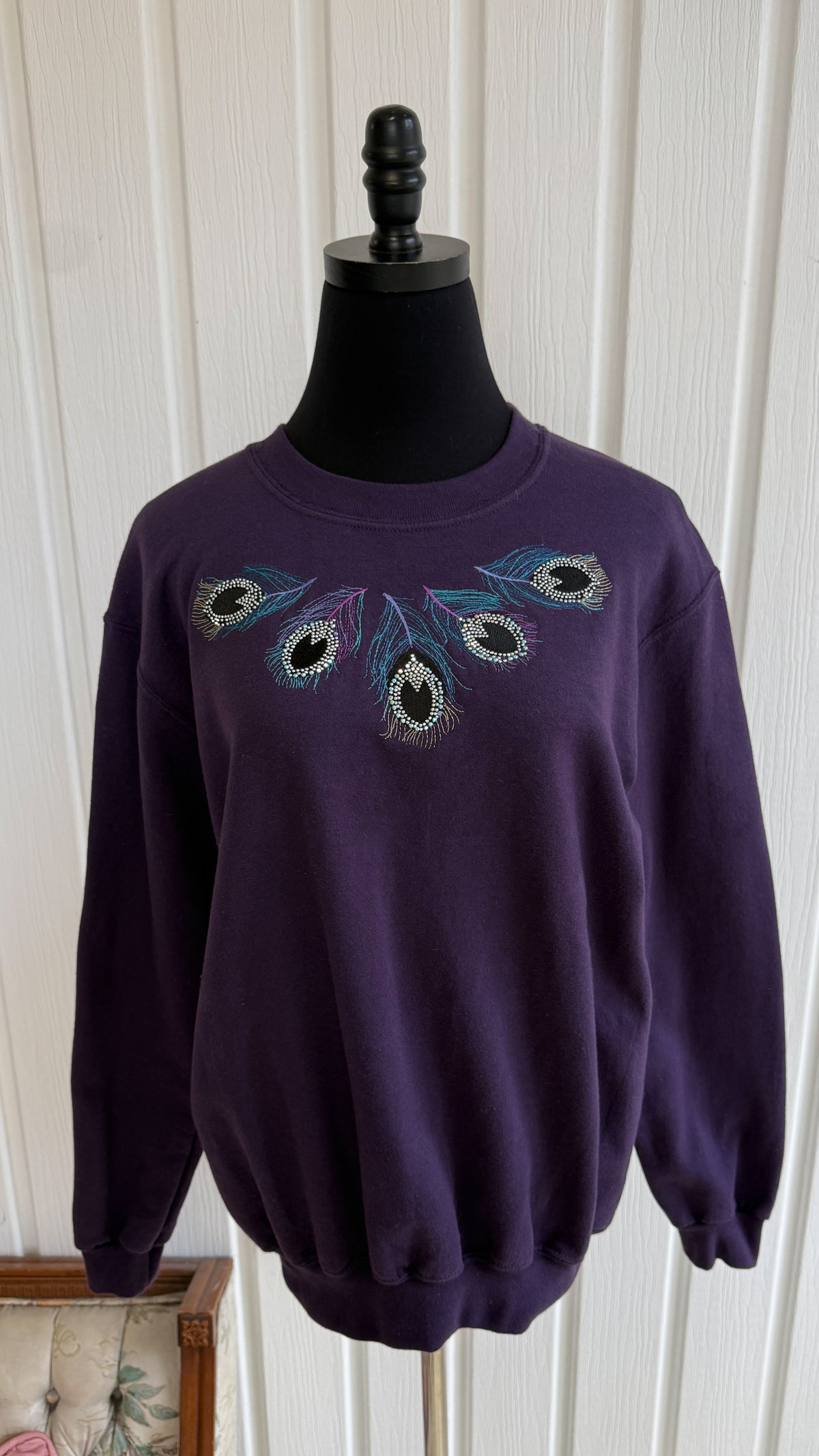 Chandail crewneck mauve plumes- medium