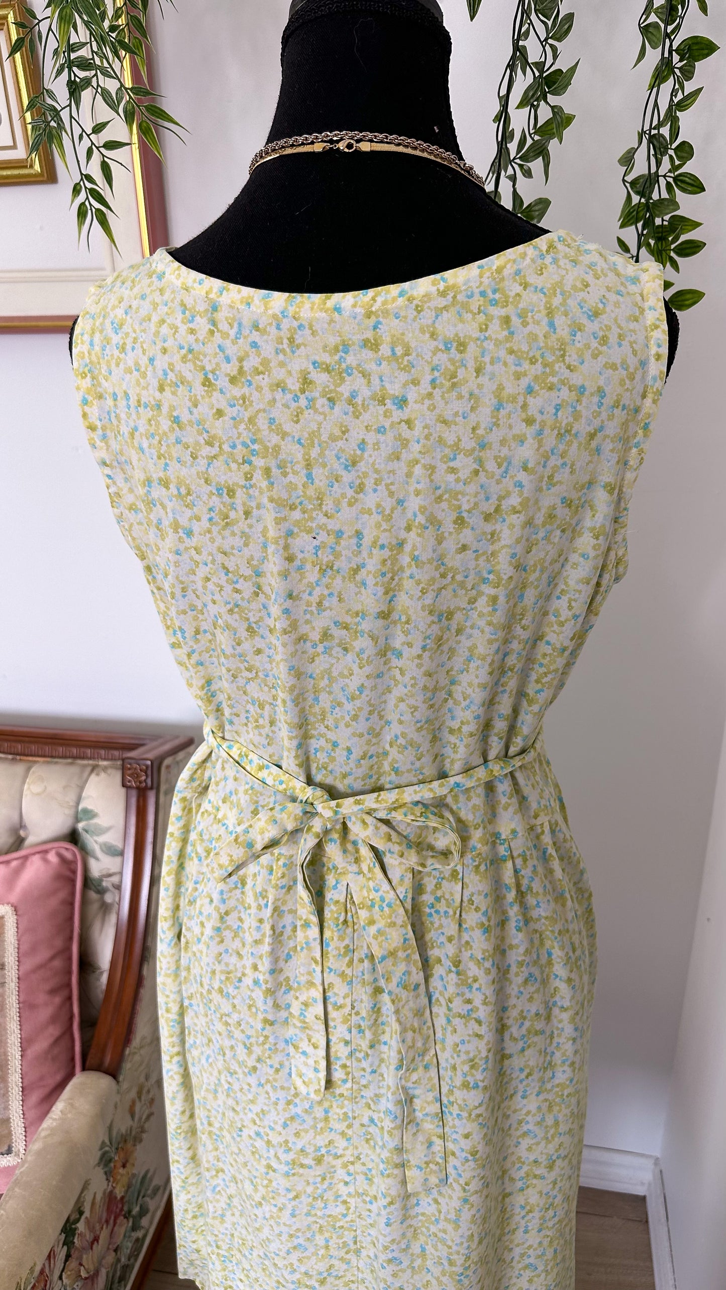 Beige dress with green flowers - medium