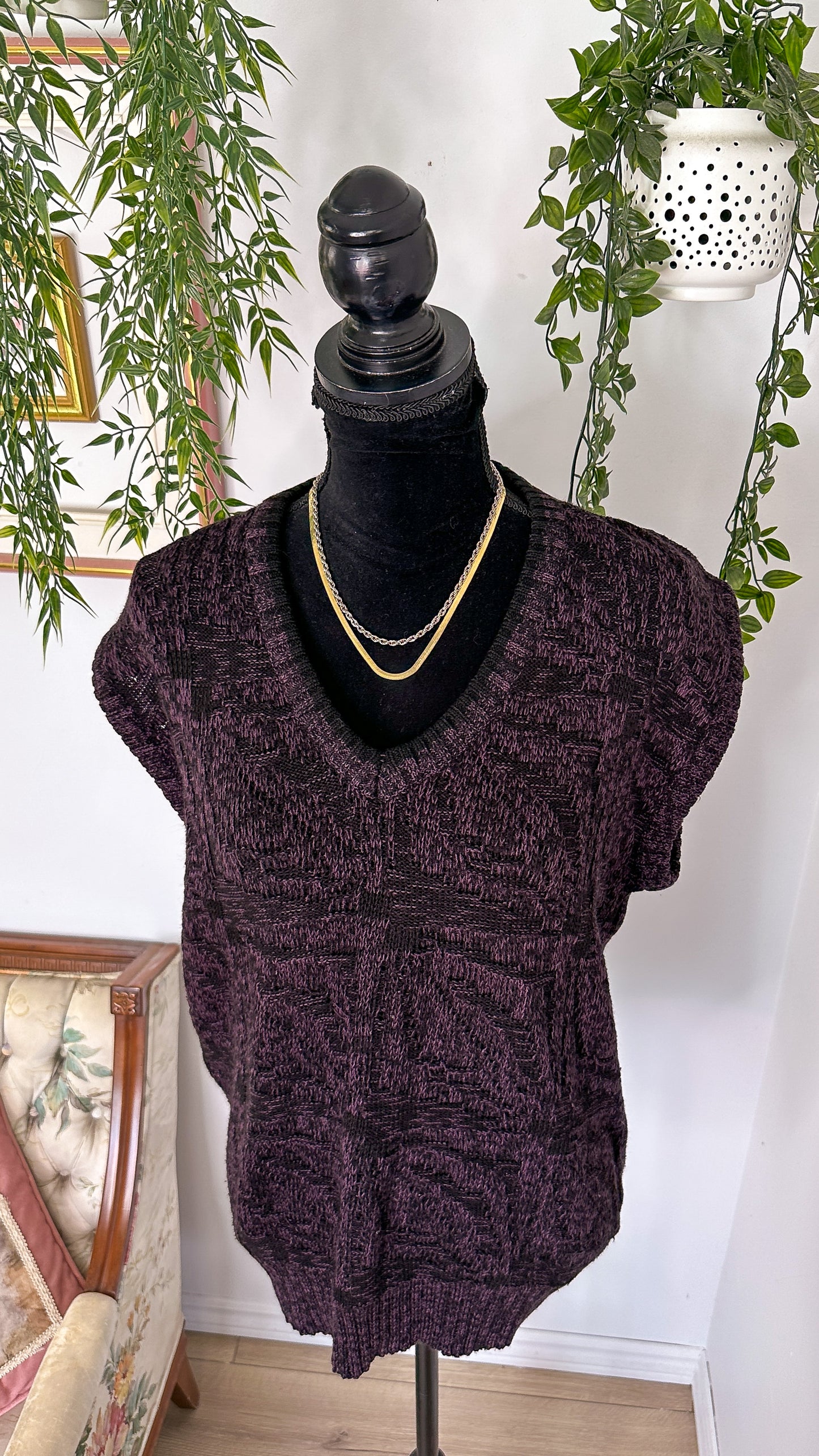 Purple speckled knit cardigan - large