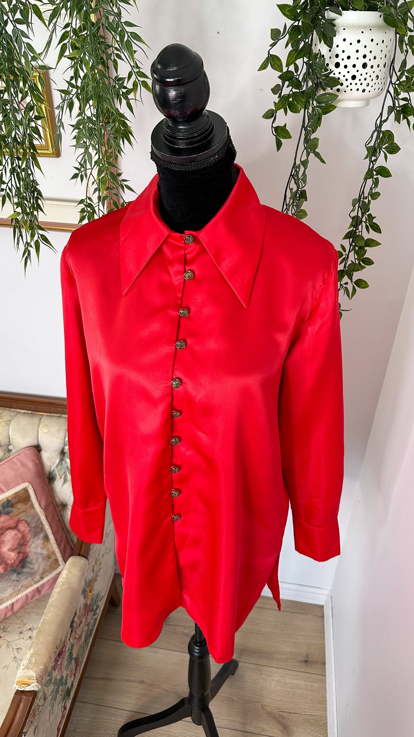 Red satin blouse - x-large