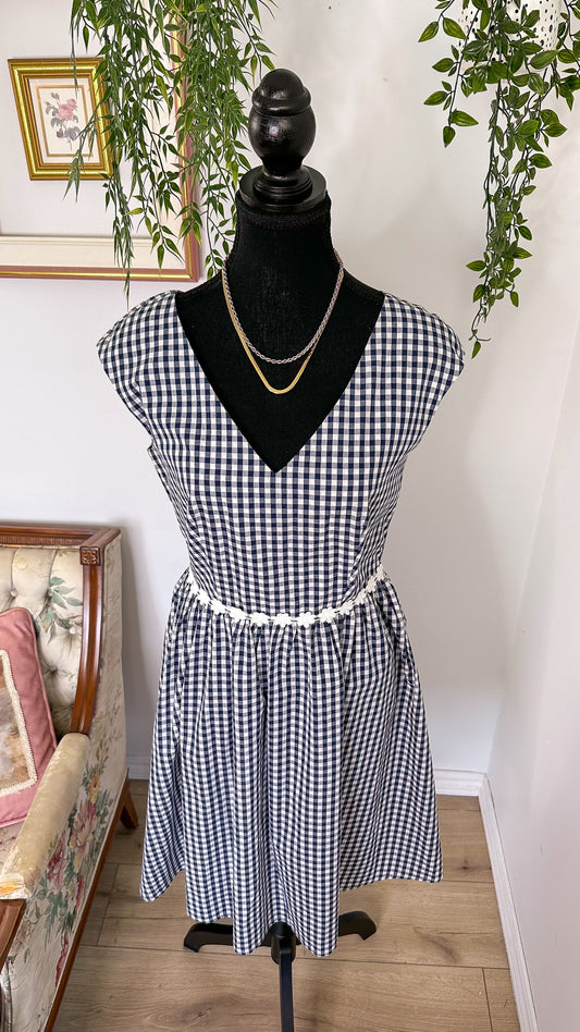 Blue and white plaid dress - medium