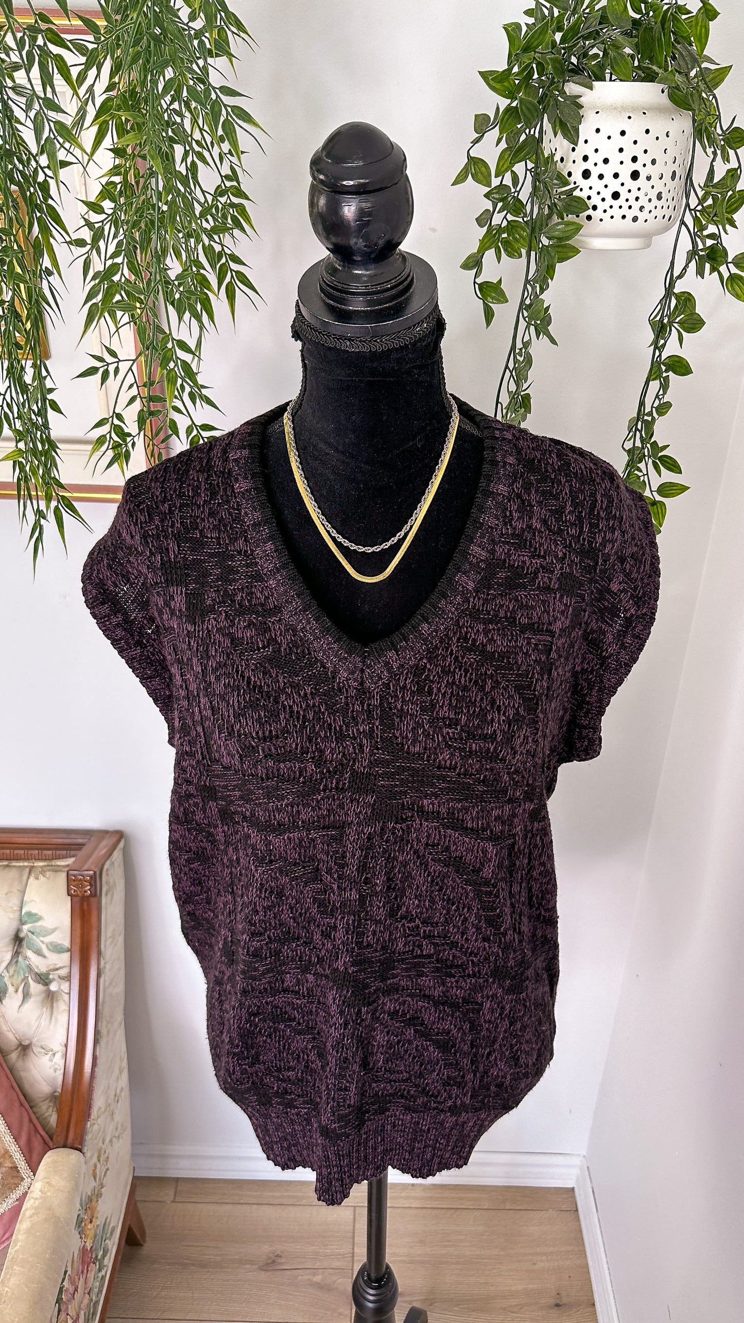 Purple speckled knit cardigan - large