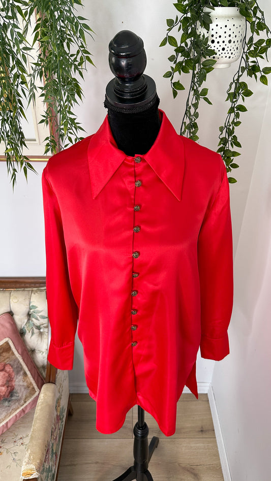 Red satin blouse - x-large
