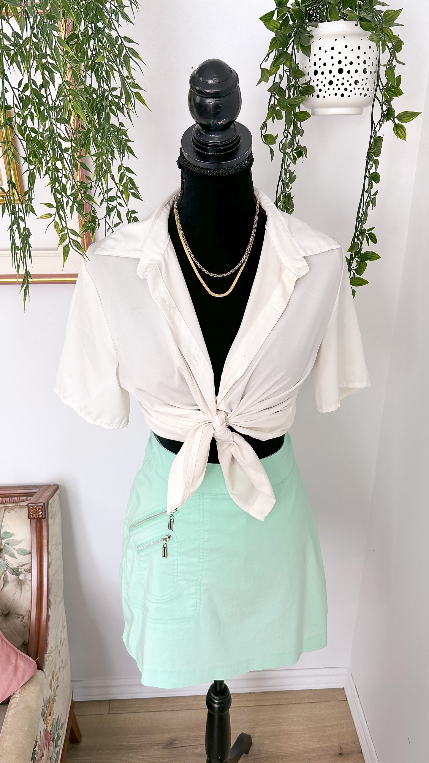 Turquoise straight skirt - small