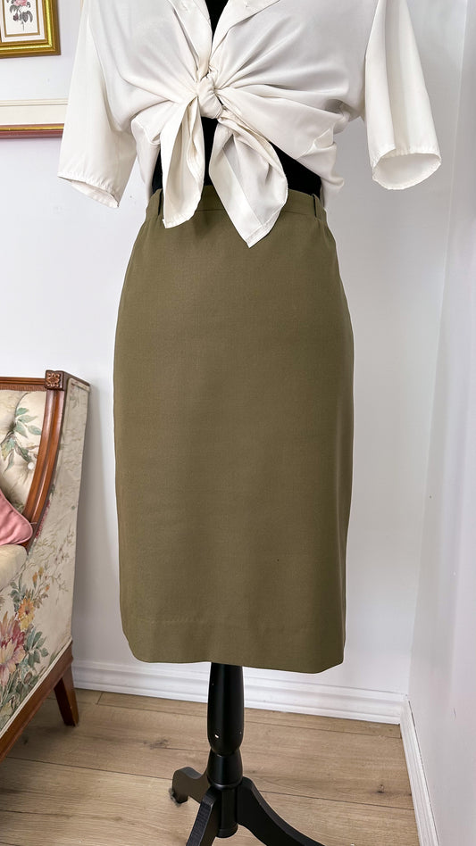 Straight khaki green skirt - small