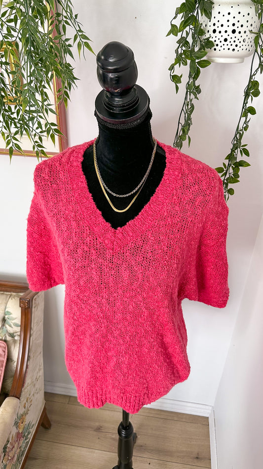 T-shirt en tricot rose- medium